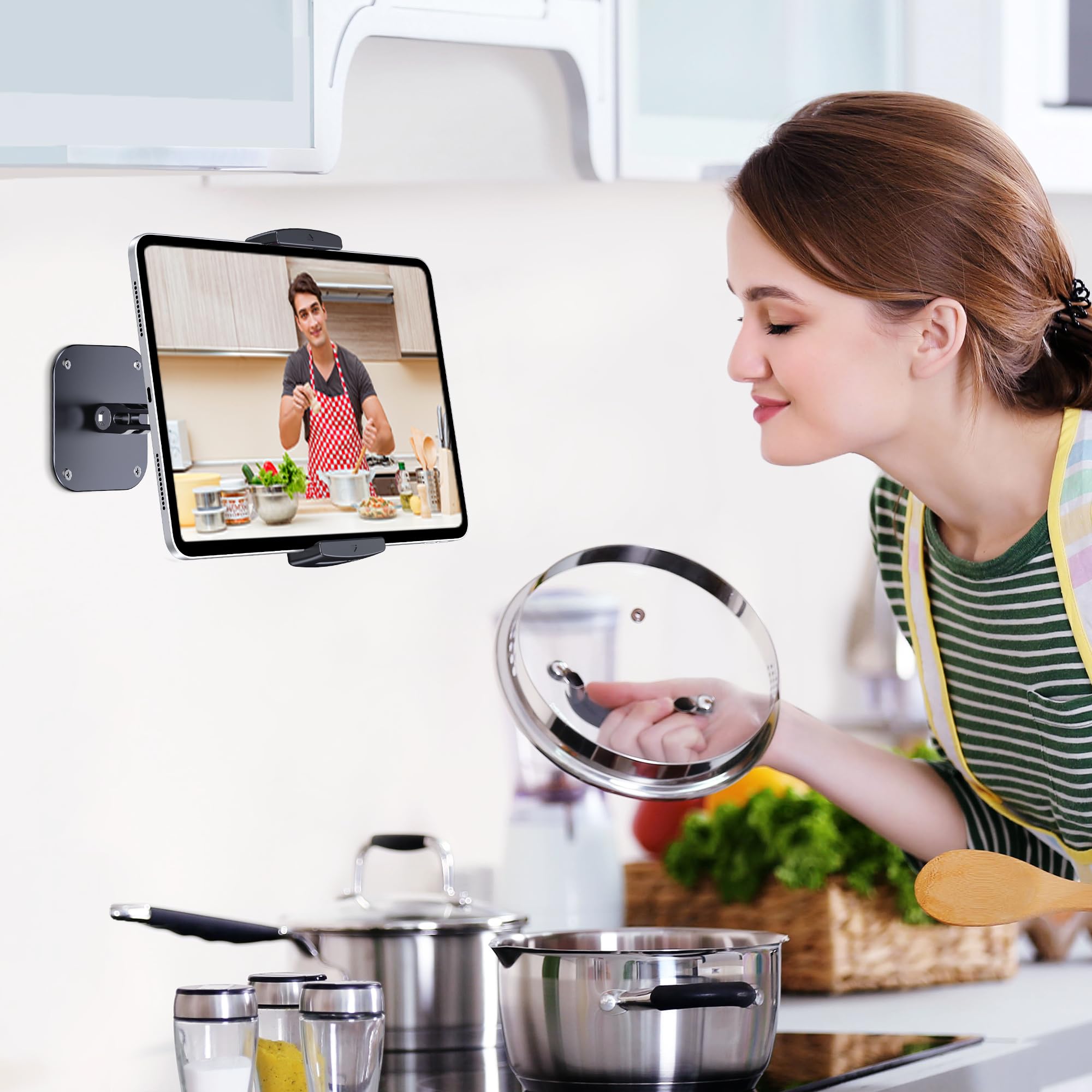 Tablet muurbeugel, aluminium wandhouder voor iPad, 360 graden draaibaar