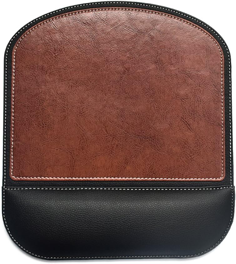 DoDoLightness Ergonomic Leather Mouse Pad with Wrist Comfort Memory Foam Waterproof Surface (Lbrown, 24*27)