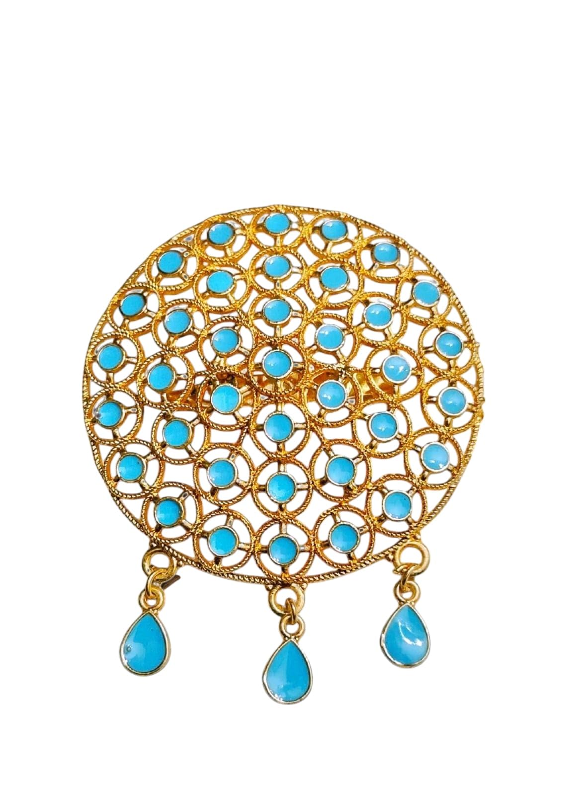 BALAJI GOLD Assamese Traditional Copper Based Lite Blue Brooch Pin 2547-image-26