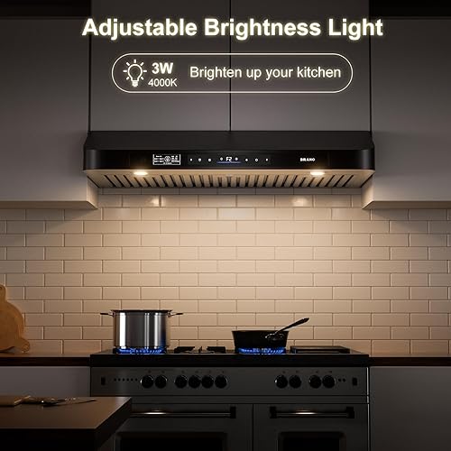 Miniatura 7 de Brano Campana extractora de 36 pulgadas para debajo del gabinete, 900 CFM de vozgestoscontrol táctil con ventilación de campana de cocina con