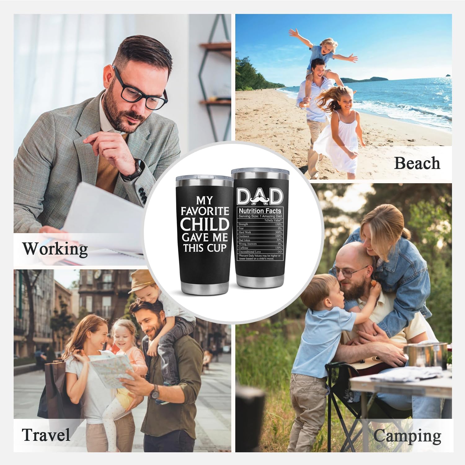 LHSCVUFASC Birthday Gifts for Dad from Daughter, Son - Father's Day Gift for Him Dads - Christmas Gifts Ideas for Men, New Papa Daddy Stepdad Father - 20oz Stainless Steel Tumbler - Image 6