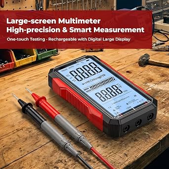 Saker Smart Digital Multimeter|USB Rechargeable Auto-Ranging Multimeter Tester with Large Display|True RMS Voltage Tester,NCV,Continuity&Temperature for Home,Professional Use (FS899C)
