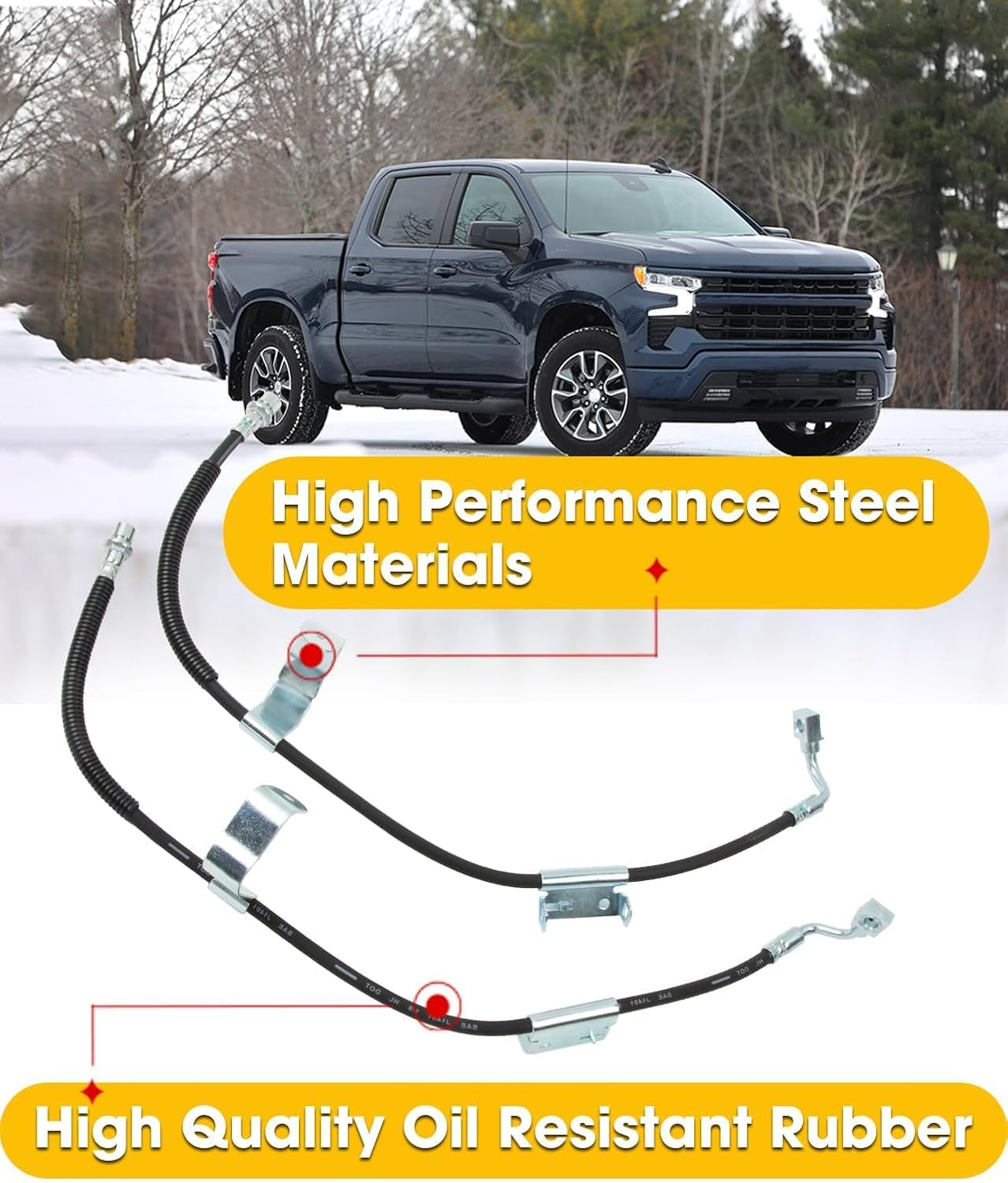 18J4317 18J4316 Left and Right Side Brake Hydraulic Hose Fit for Chevy Avalanche Suburban Silverado Classic GMC Sierra GMC Yukon XL H2 1500 2500 3500 Classic 1999-2007 Replace 19264765 19264764