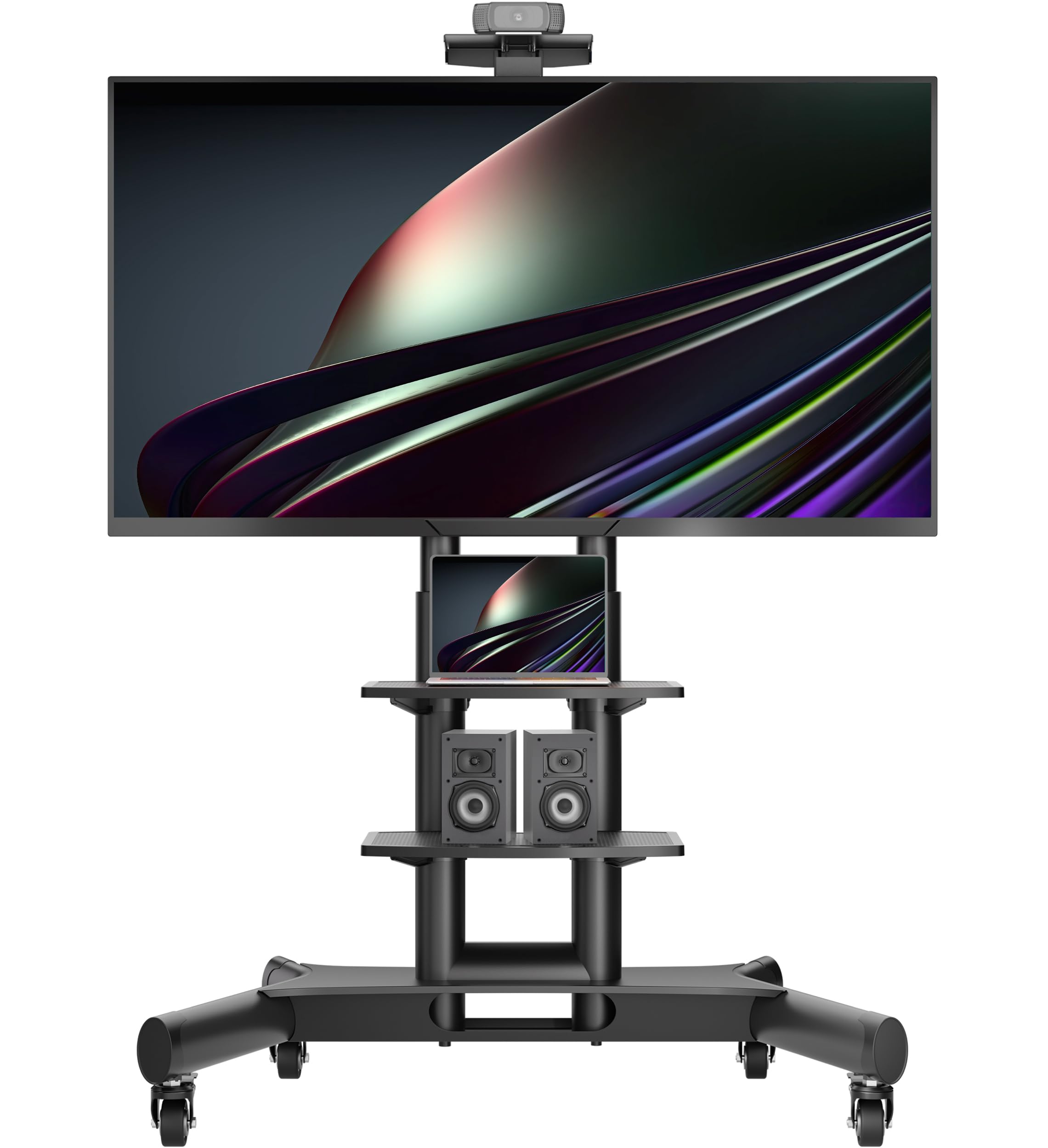 ONKRON Supporto TV da Pavimento 40"-70", Carico totale 60,5 kg, Porta TV da Terra Mobile VESA 100x100-600x400 mm, Carrello per Schermo Regolabile, Porta Televisore Mobile, Professionale, Nero TS1552-B