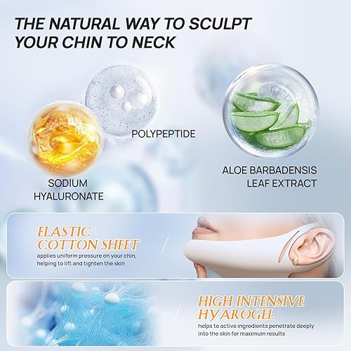 Miniatura 2 de Máscara de barbilla y cuello con elevación en forma de V, 16 unidades de reducción de barbilla doble, parches de arrugas de cuello para apretar -