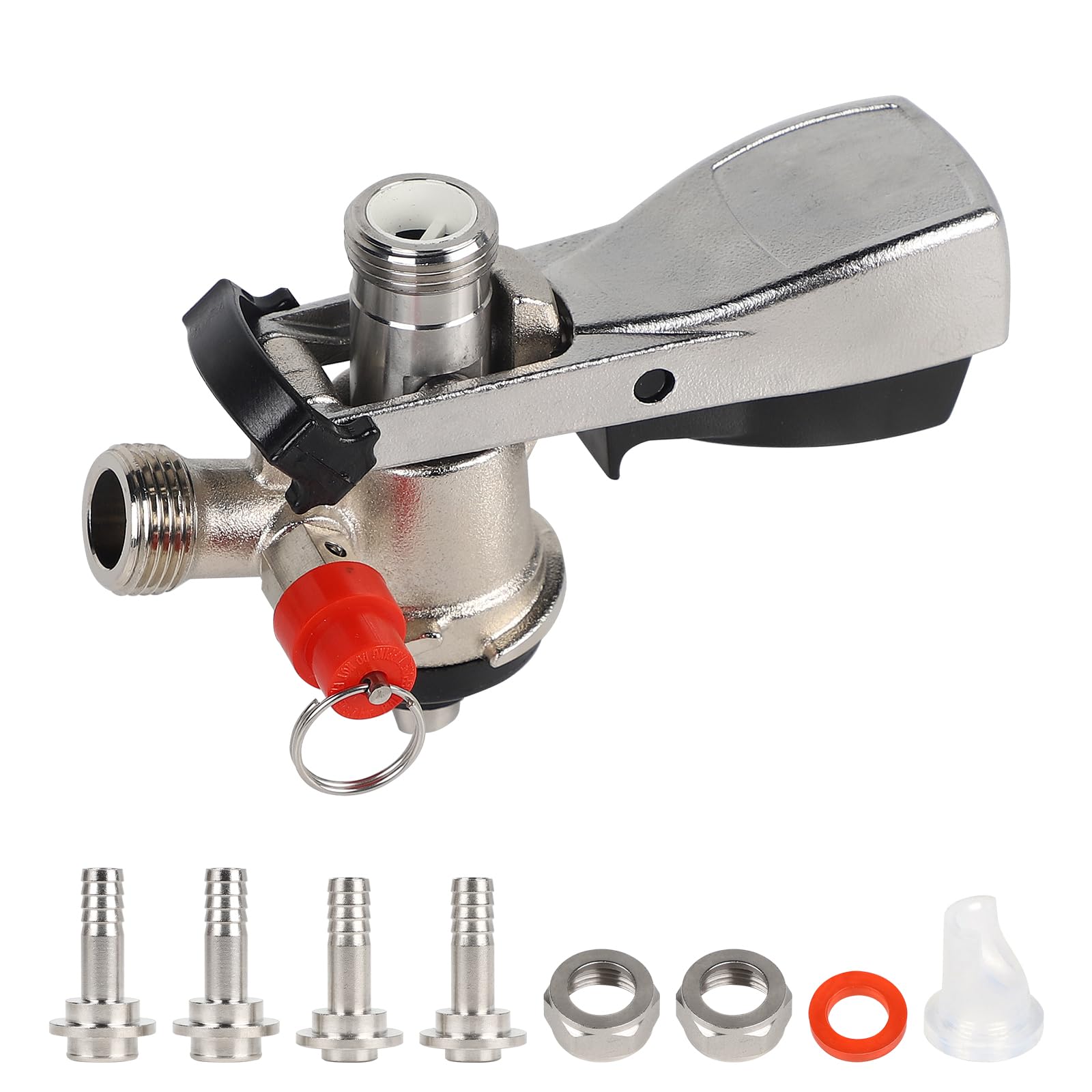 CPROSP Acoplador de Barril de Cerveza Tipo S, Dispensador Cerveza Barril Rosca G5/8 con Válvula de Alivio, Acero Inoxidable 304 y Latón, para la Elaboración de Cerveza Casera, Restaurantes y Fiestas