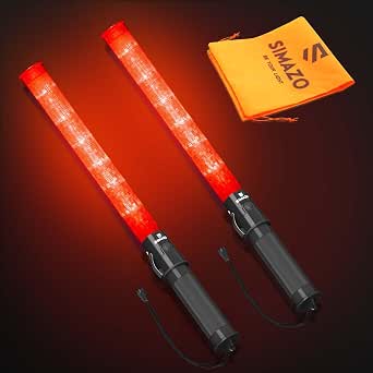 2-Pack 21 Inch Red Traffic Control Wand with 3 Flashing Modes
