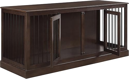 Vista 3 de Crosley Furniture Winslow Credenza - Jaula mediana para mascotas, color marrón oscuro