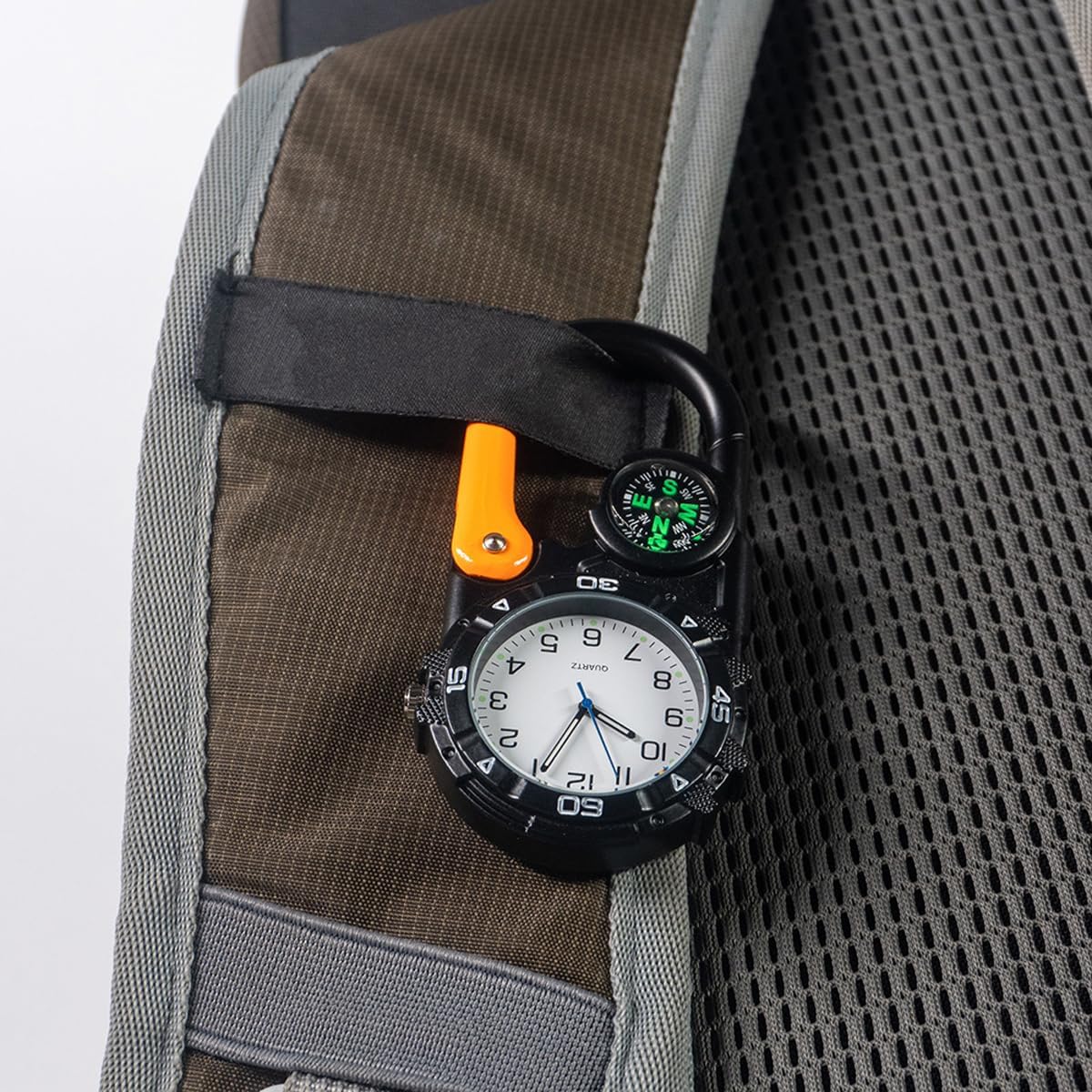 Clip On Carabiner Watch, Quartz Glow in The Dark Pocket Watch, Waterproof Shockproof Backpack Fob Belt Clip Watch for Outdoor Sports