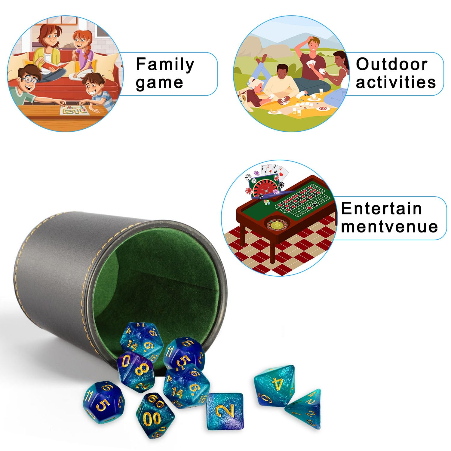 42 Piezas Dados Jdr, Poliédricos Dice, Acrílico, Reutilizable Dados de Juego, Desde Ldéal para Juegos de Compañía Juegos de Sociedad Mazmorras Dragones Juego Mágico (6 Colores)