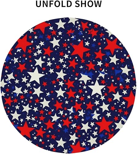 Miniatura 5 de Mantel redondo de 60 pulgadas, mantel de estrellas rojas y blancas (apto para mesa de 20 a 47 pulgadas) para cenas, reuniones familiares, decoración