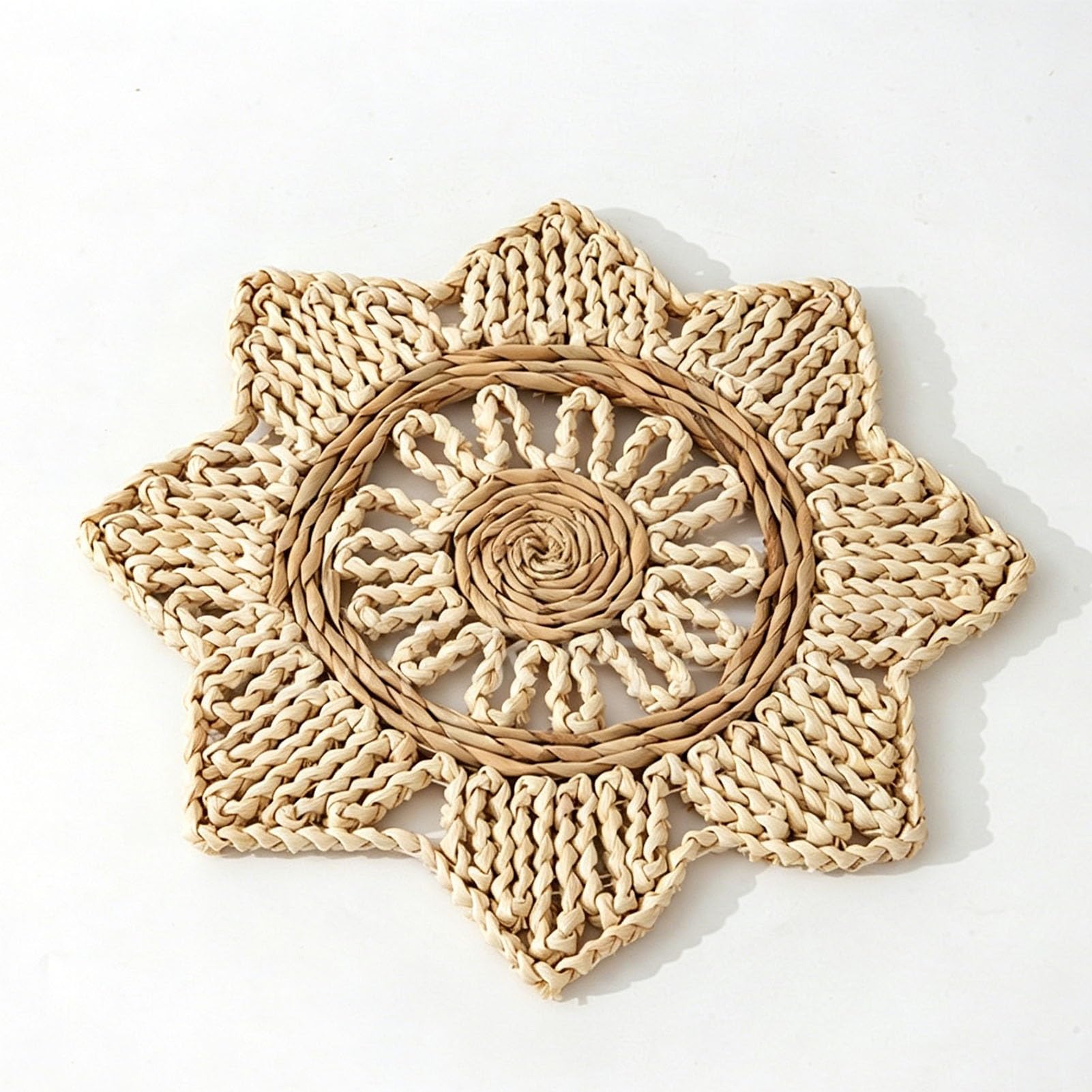 Round Corn Husk Placemats, Round Placemat, Plate Coaster for Table, Cups or Tables Can Be Used Kitchen Dining Room(30cm)