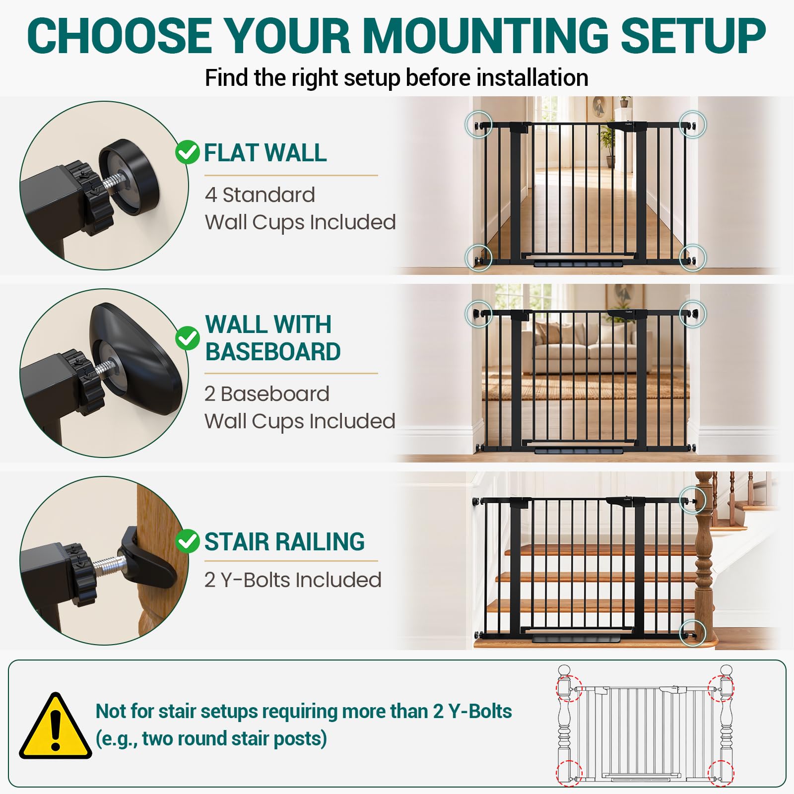 Cumbor 30-46" Baby Gate for Stairs, Auto Close Dog Gate for the House Black — Amazon image 3