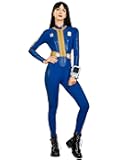 Women's Blue Jumpsuit Cosplay Costume Fullset Bodysuit and Belt with Brooch