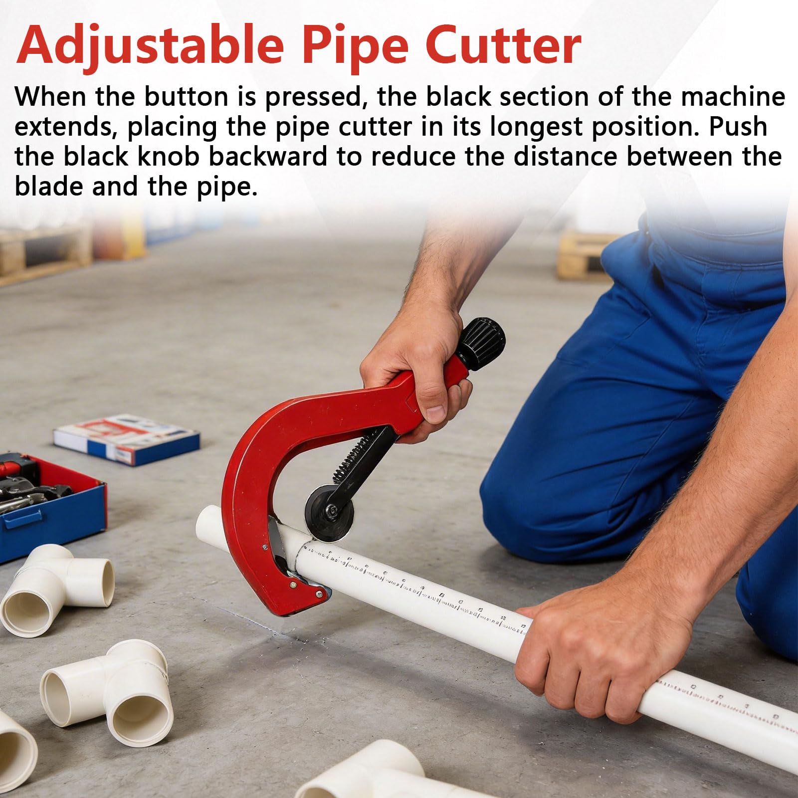 Cortador de tuberías, herramienta de corte de tubos de PVC ajustable, cuerpo de aleación de aluminio duradero, cuchillas de repuesto para cortar tubos y tubos de PVC, PPR, PE