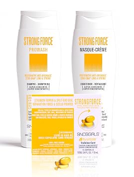 SNOB GIRLS Strengthening Shampoo, Conditioner & Hair Oil for Damaged Hair Vegan, Sulfate-Free Repair & Anti-Breakage Cleanser with Argan Oil & Hair Vitamins Color Safe STRONGFORCE