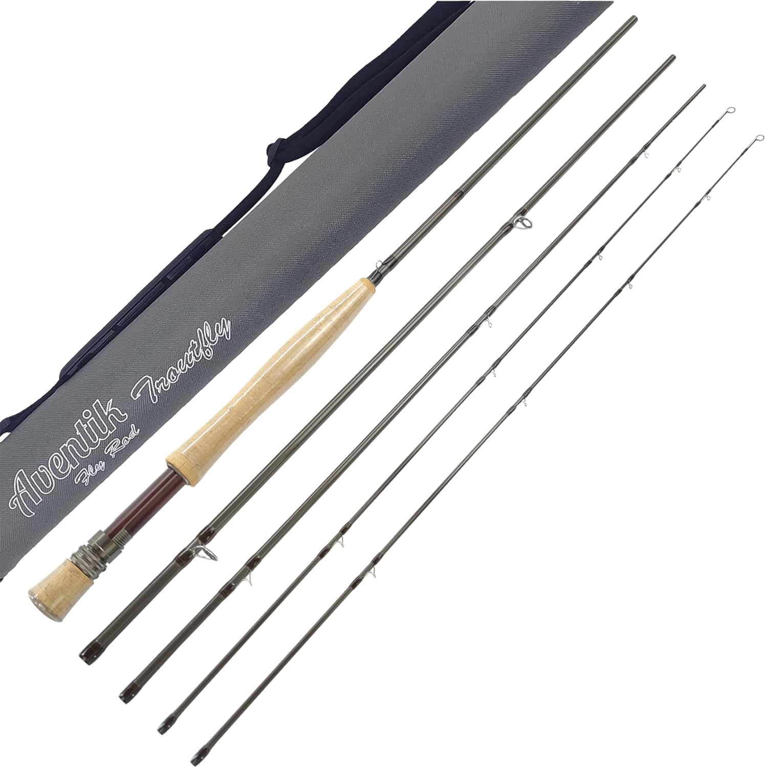 Aventik TroutFly Series Fly Fishing Rod, Carbon Fiber Ultra-Fast Action, Ultra-Portable 4-Piece Trout Rod with Cordura Rod Tube, 9’/9’6”/10’, LW4–9 Options