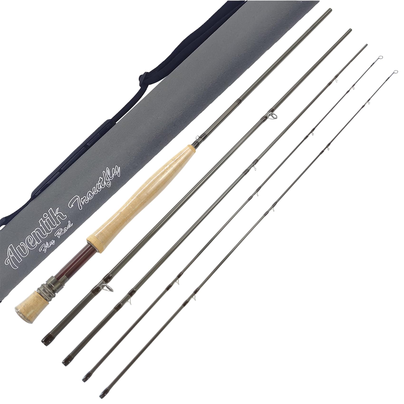 Aventik TroutFly Series Fly Fishing Rod, Carbon Fiber Ultra-Fast Action, Ultra-Portable 4-Piece Trout Rod with Cordura Rod Tube, 9'/9'6"/10', LW4-9 Options