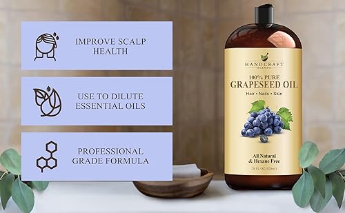 Miniatura 4 de Handcraft Blends Aceite de semilla de uva  prensado en frío de 28 onzas líquidas  100% puro y natural  Aceite portador de alta calidad para piel y