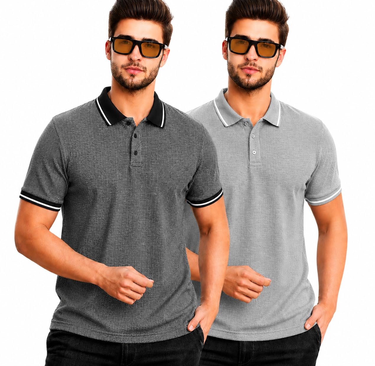 mack jonney Men’s Cotton Polo T-Shirt Pack of 2 | Multicolour Casual & Trendy T-Shirts | Soft & Comfortable Regular Fit-PO2-1093-picture-39