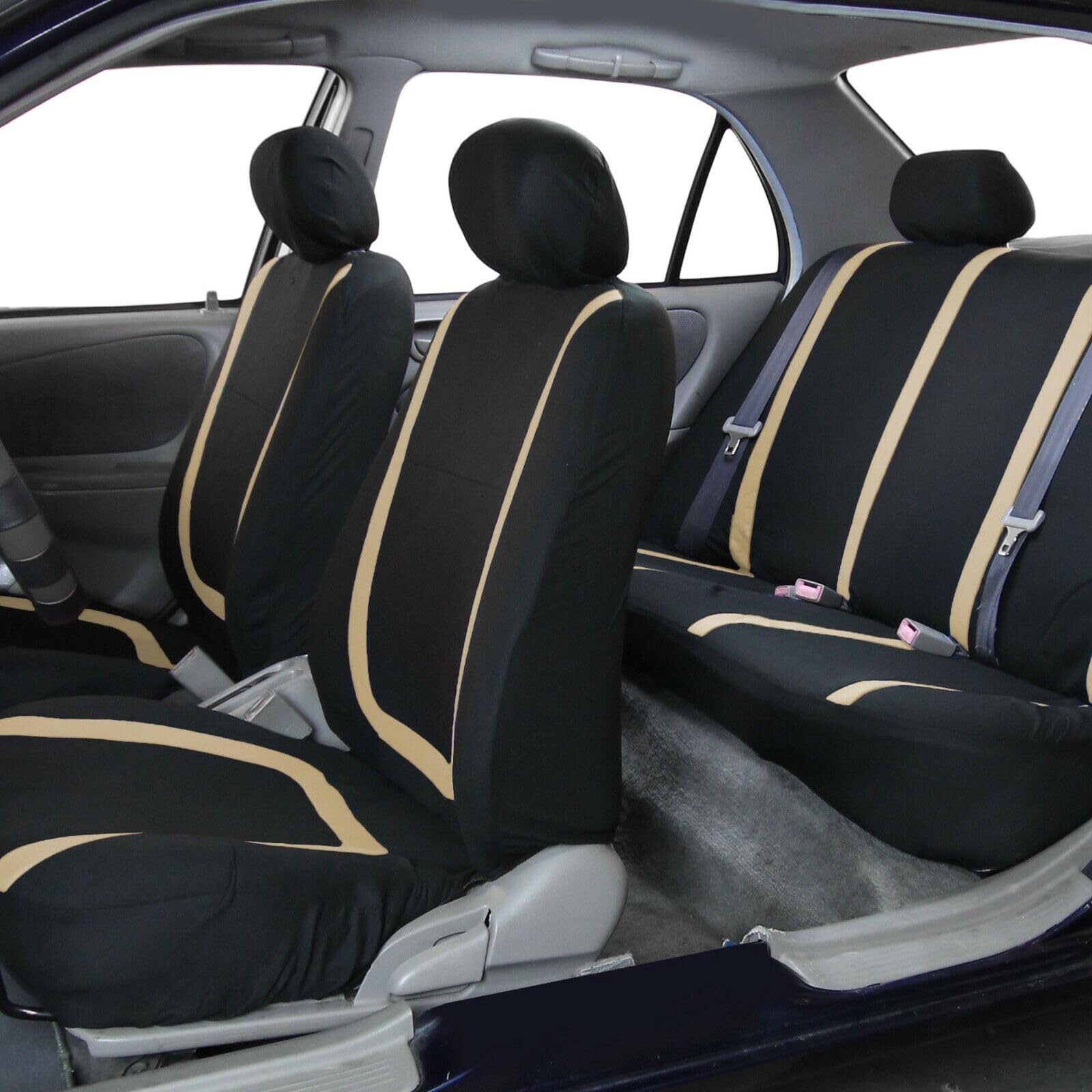 2 Coprisedili Anteriori Per Ford Ranger XLT 1998-2003 - Tessuto 60/40 Nero/Grigio, Schienale Alto, Fissaggio Elastico, Facili Da Pulire, Garanzia 2 Anni - 6