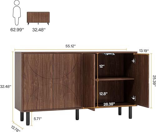 Miniatura 3 de Tribesigns Armario buffet aparador de 55 pulgadas con almacenamiento