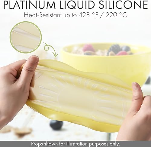 Miniatura 6 de Tapas elásticas de silicona reutilizables  6 fundas multicolor para alimentos para cuencos, tazas y recipientes  herméticas, a prueba de fugas, sin