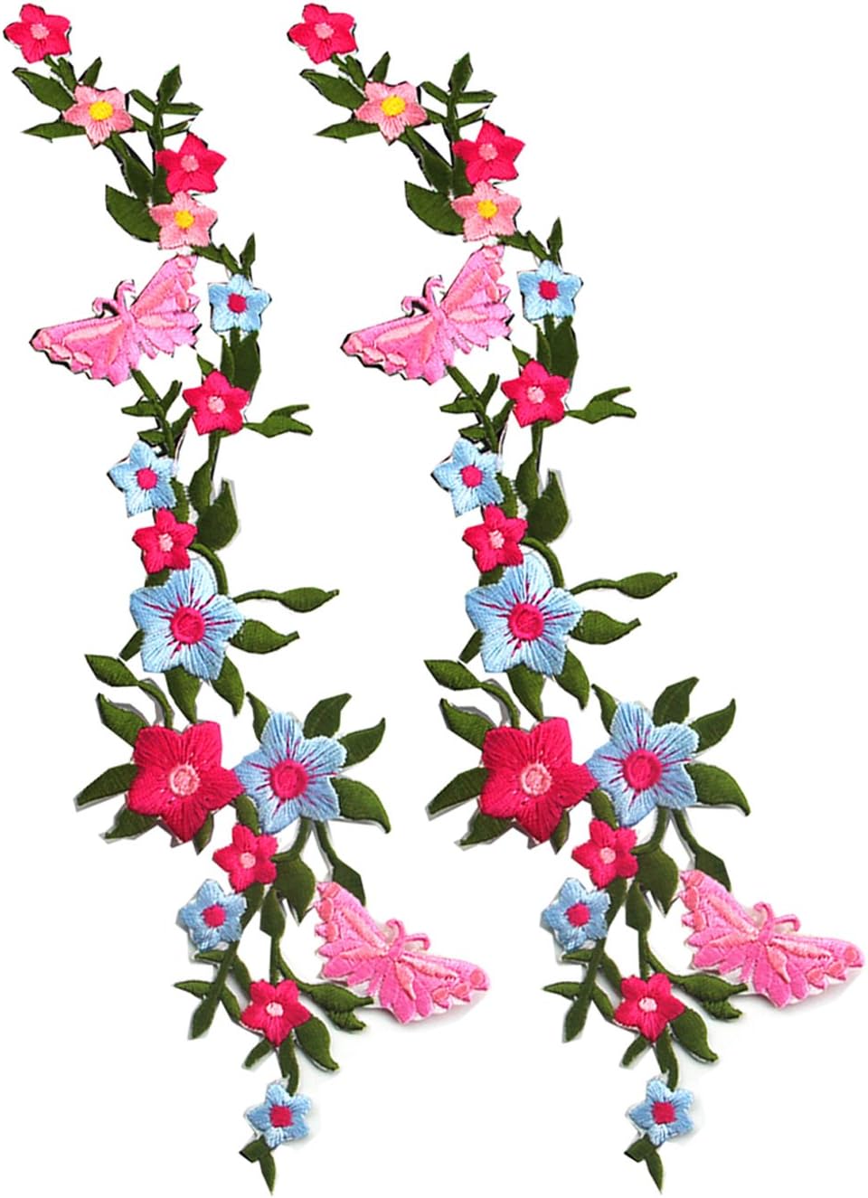 Clothing Patches 2 PCS New Butterflies Flower Applique Embroidery Cloth Paste Blossom Flower Applique T-Shirt, Skirt, Jeans, Vests, Hats,Clothing Patch