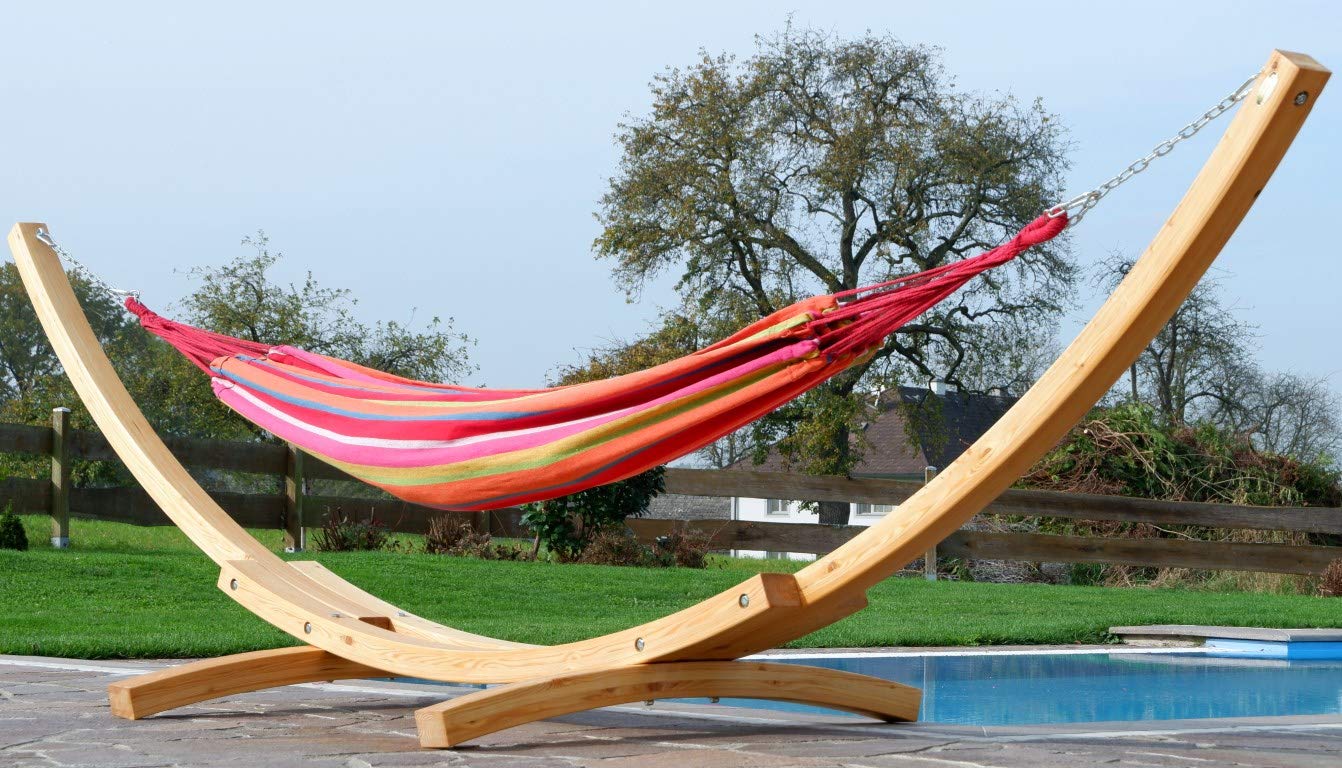 AS-S 410 cm XXL Conjunto de Hamaca (Madera de alerce barnizada, Incluye Hamaca, 410 cm) Ass Natur-Mona