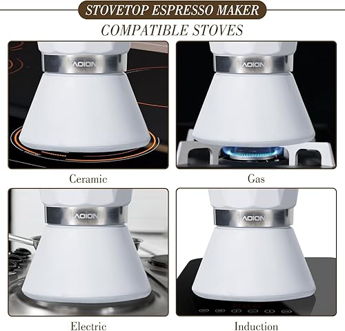 Miniatura 4 de Moka - Cafetera de café expreso de 6 tazas, cafetera portátil de 10.8 onzas líquidas, cafetera percoladora compatible con cocinas de inducción,