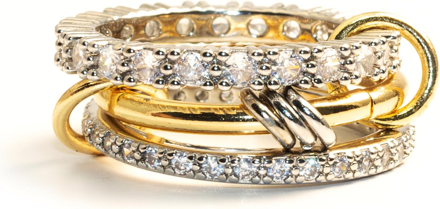 Elegant Stackable Rings for Women 18k Gold Plated Non-Tarnish, Dainty Cubic Zirconia CZ Knuckle Rings Set, Minimalist Jewelry Gift for Wedding Anniversary Everyday Wear