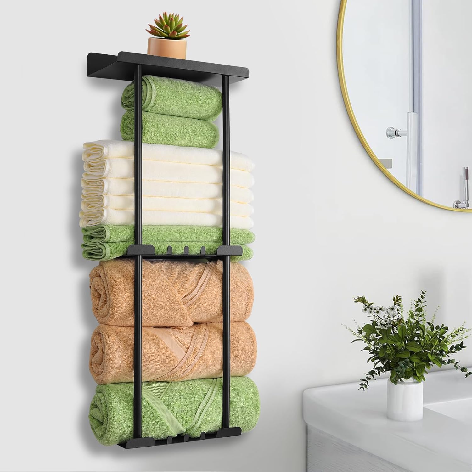 Amazon.com: Soobeeke Towel Racks for Bathroom Wall Mounted, Black Towel ...