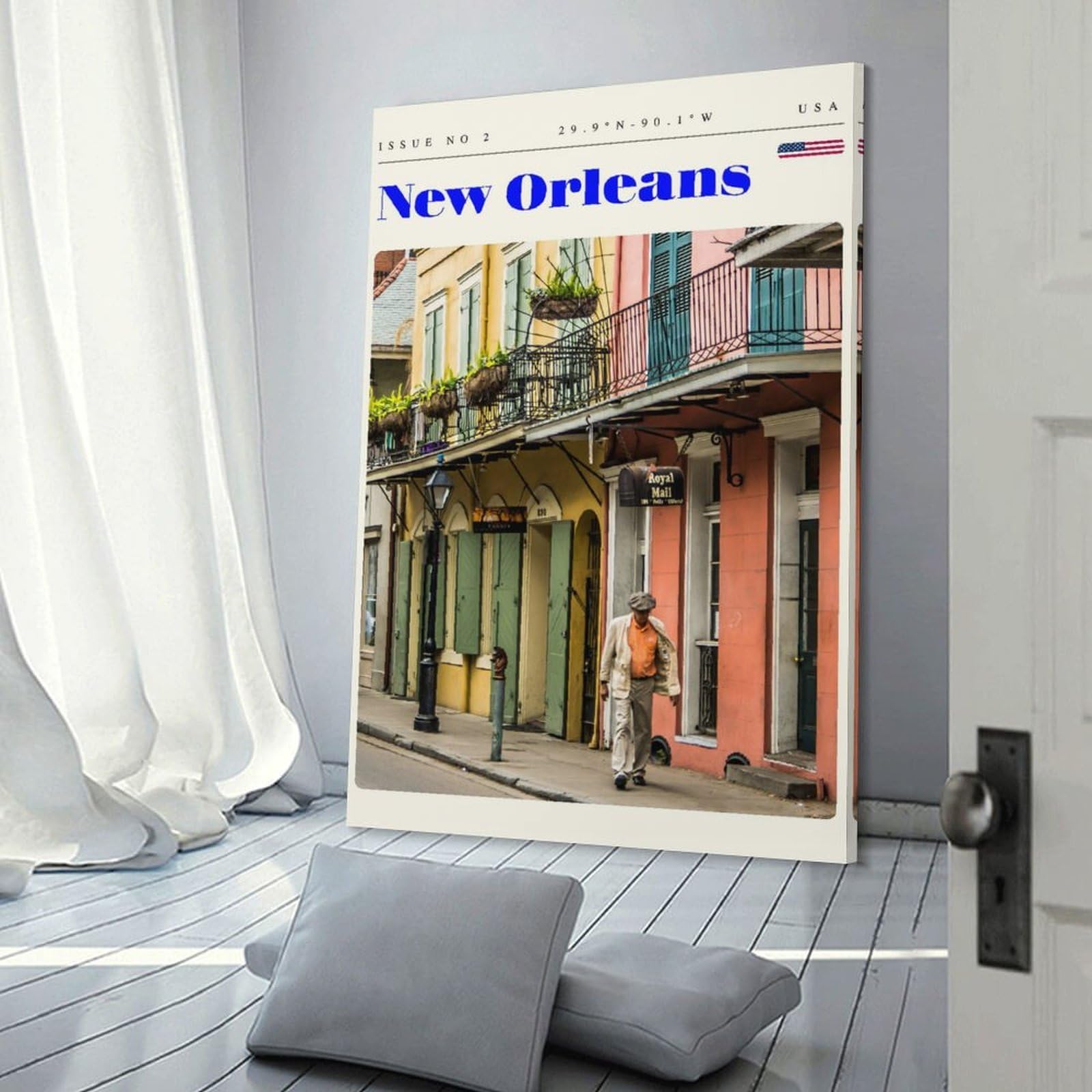 Junmoney New Orleans Louisiana Travel Art Decorative Wall Artwork, 20x30inch(50x75cm), for Corridors, Hallways Or Apartment Entries, Home Artwork for First Impressions