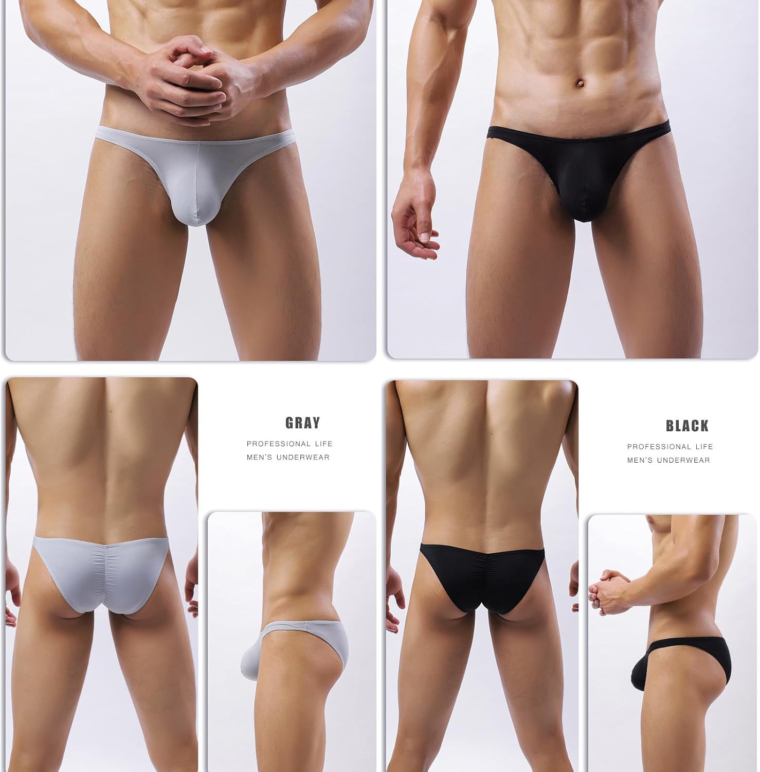 Men's Sexy Underwear Low Waist Ice Silk Briefs Skinny Breathable Bikini Underpants - Image 2