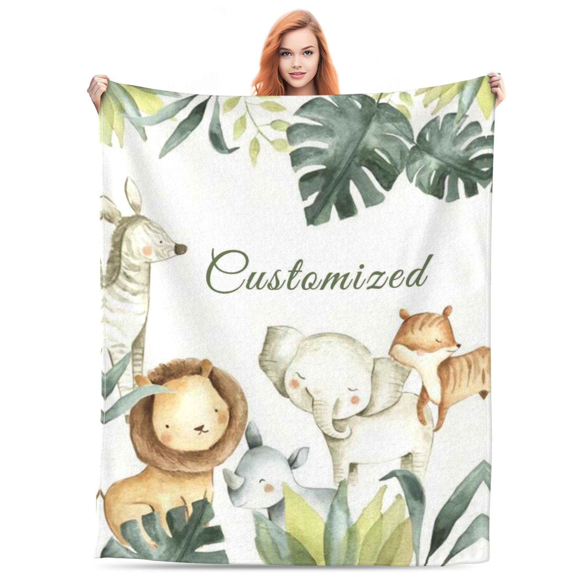 LMQJDZ Personalised Baby Blanket, Light, Flannel, Single Layered, Personalized, Blanket, 75*100CM, Kid, Animal Pattern, Swaddling, Nursing, Stroller, Storage, Gaming, Winter, Lightweight โ image 1