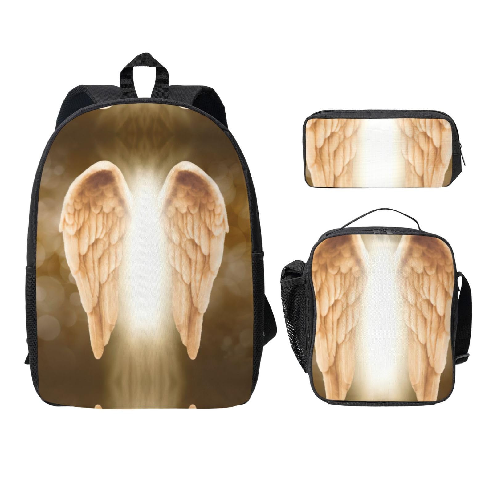 Sac à dos 3 pièces ailes d'ange en tissu léger et résistant Noir - 8