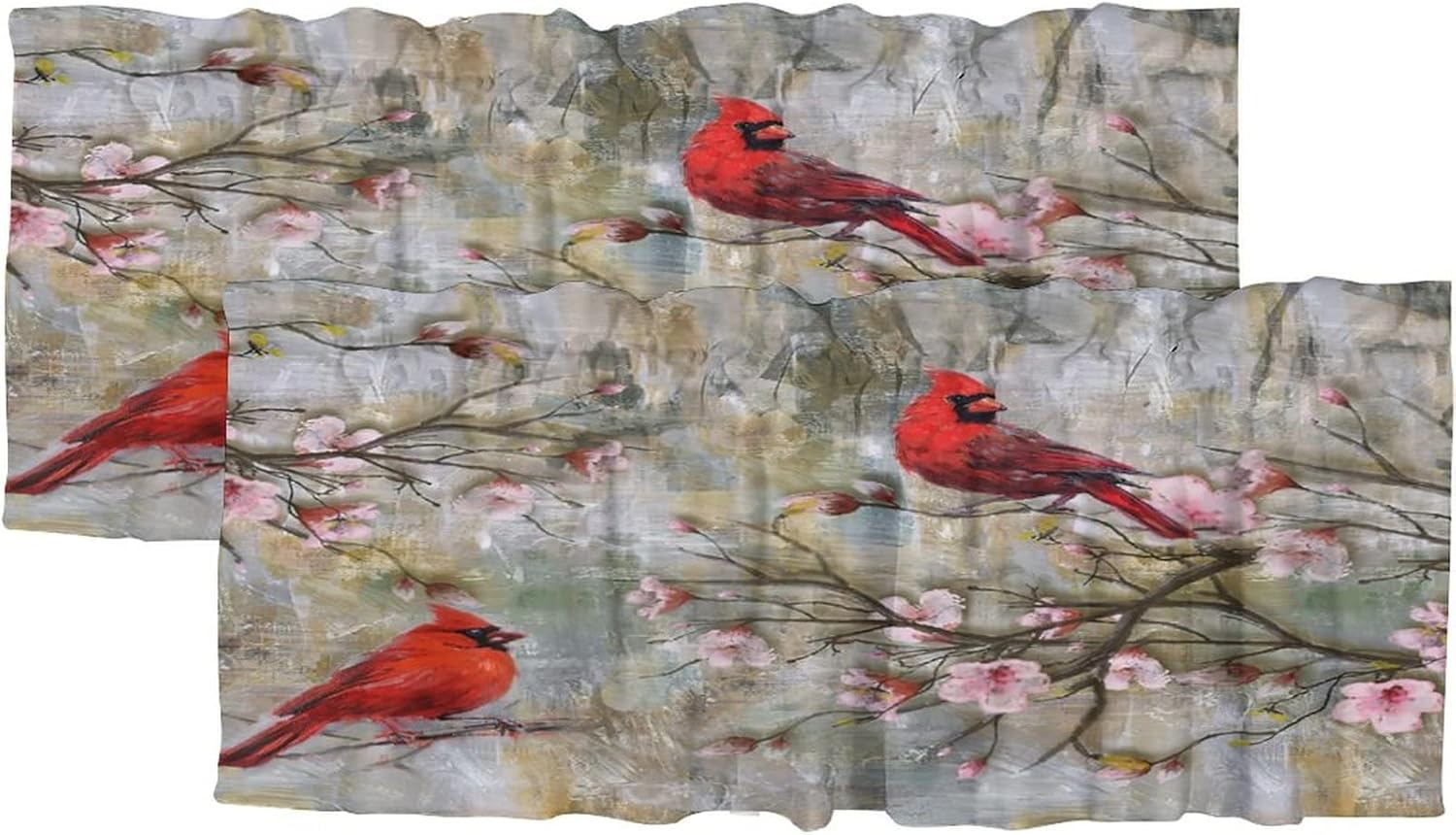 Abstract Northern Bird Curtains Valance,Rod Pocket Valances for Windows for Kitchen Farmhouse 54x18inch（2Pcs）