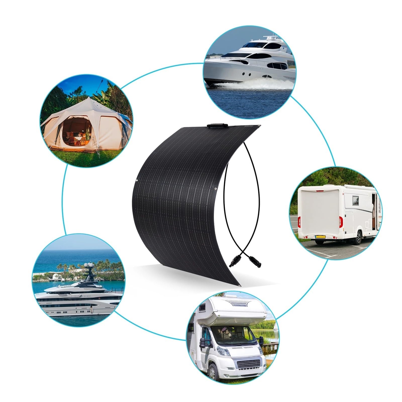 Pannello Solare Flessibile da 3000 W Caricabatteria da Esterno 12 V Kit di Celle Solari da Turismo da 1500 W for Telefono di Casa Yacht da Campeggio(2PC-3000W)