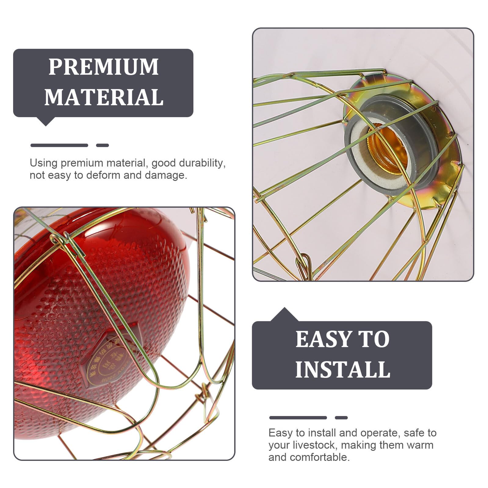Artibetter Lampada Riscaldante per Animali in Metallo e Alluminio Alta Sicurezza e Non Facile da Deformare per Gabbia di Suinetti e Recinto di Bestiame Colore Casuale