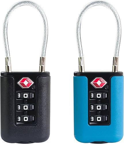 Miniatura 1 de Candados de equipaje aprobados por la TSA, paquete de 2 unidades, combinación de candado pequeño, cerraduras TSA para equipaje, candado combinado de