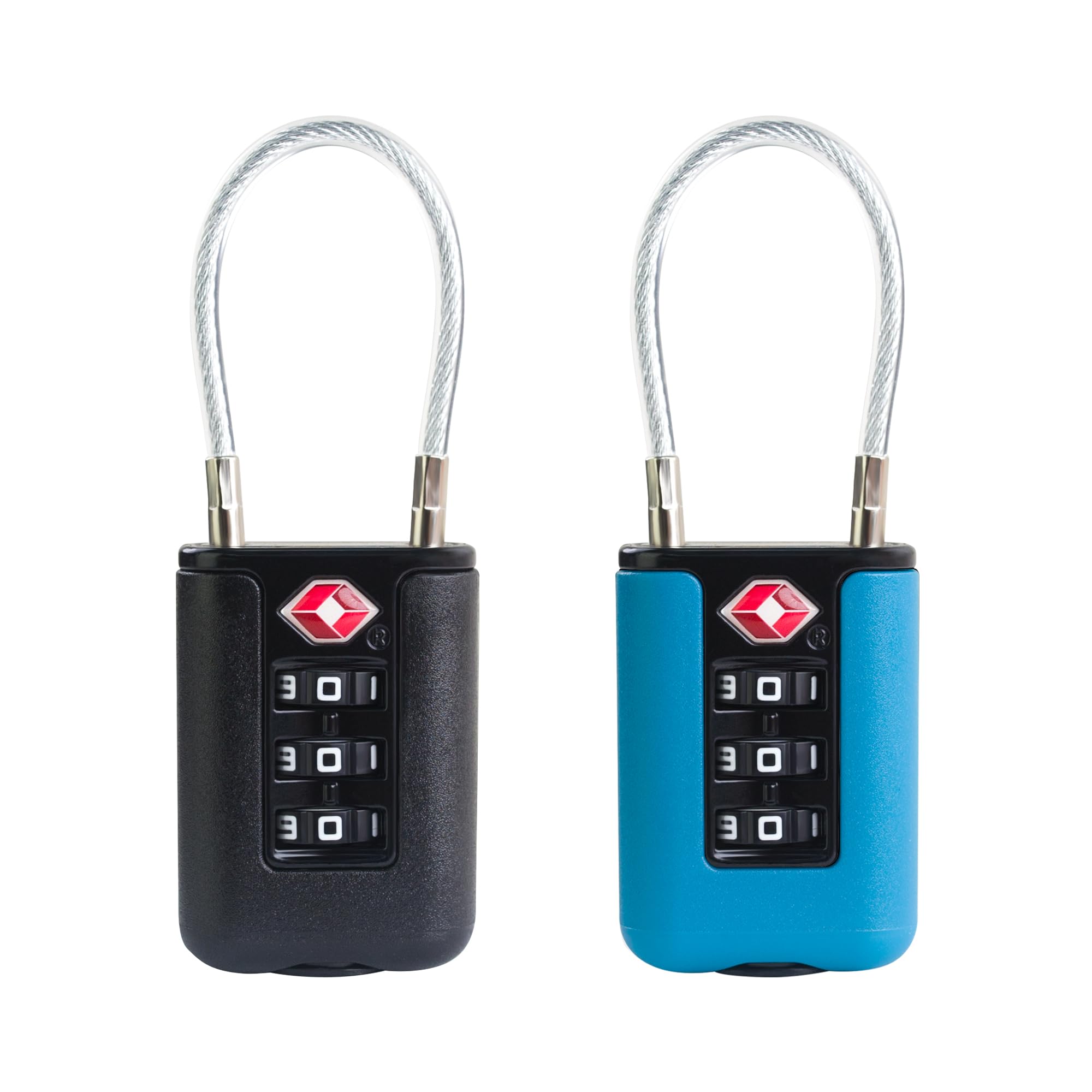 Up Security Black+Blue Luggage Locks Tsa Approved 2 Pack, Small Padlock Combination, Tsa Locks For Luggage, Cabel Combo Padlock With Code, For Suitcase, Backpack Zipper, Locker, Gun Case, Ammo Can (Black+Blue)