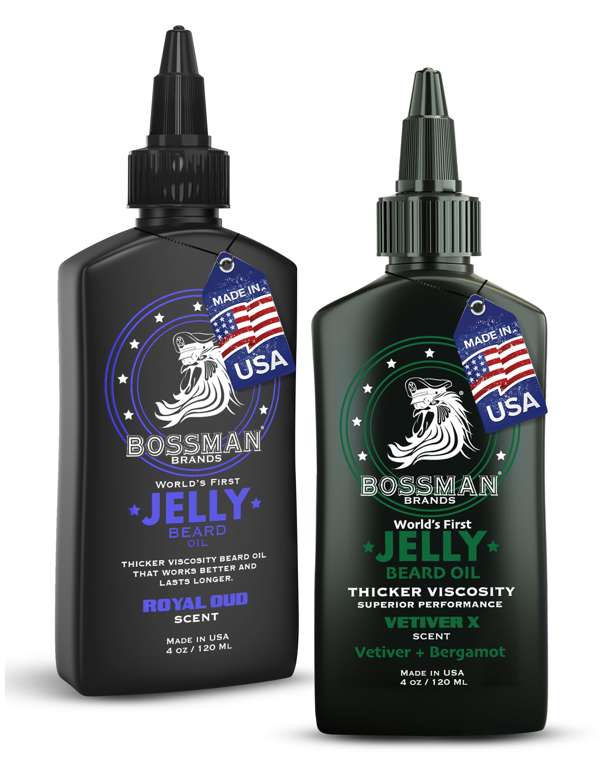 Jelly Beard Oil for Men Bundle | 2 Pack, 8 oz (Royal Oud + Vetiver X Scents) | Softens, Moisturizes & Conditions with Natural Ingredients – Made in the USA