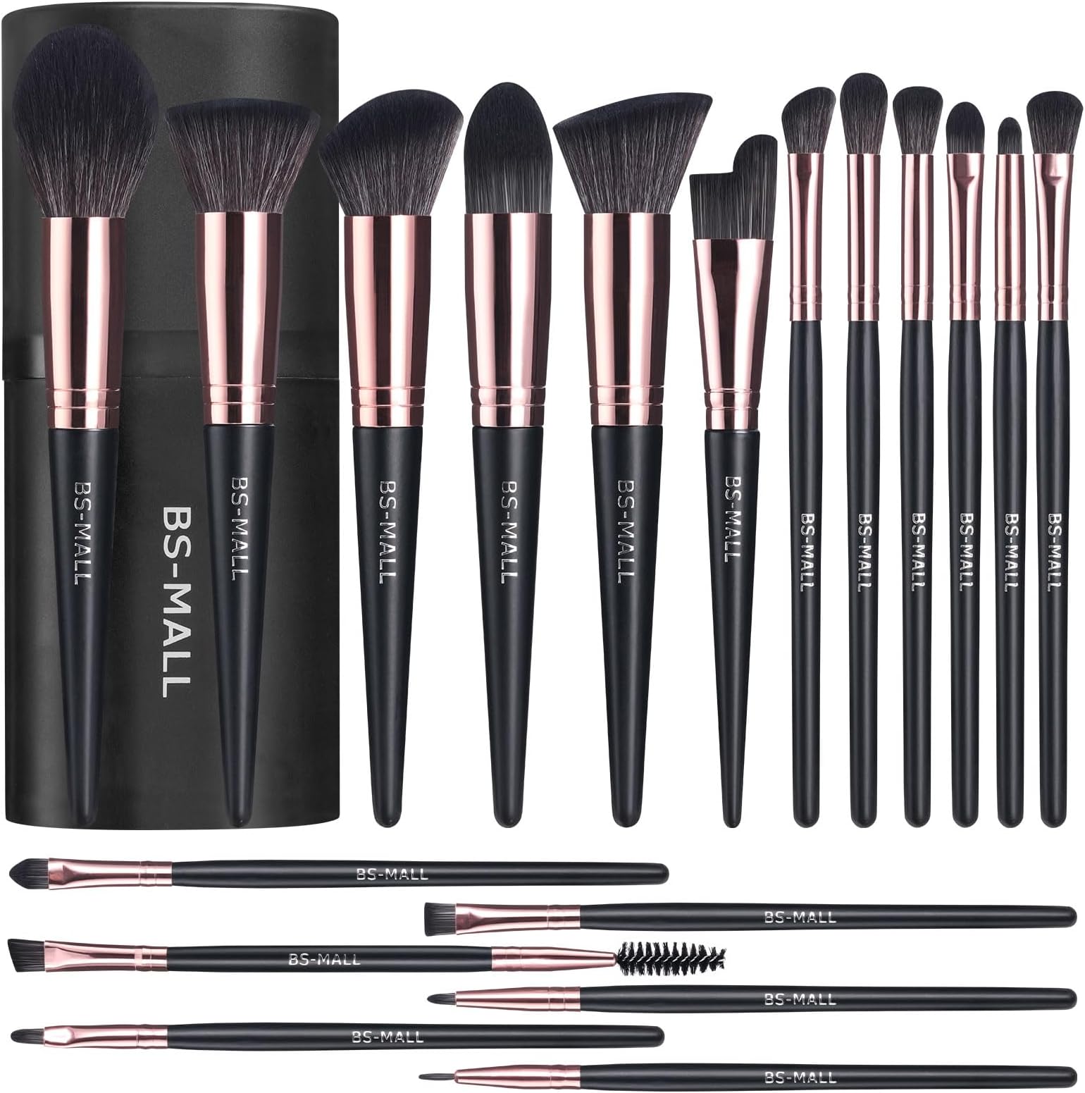BS-MALL Makeup Brush Set 18 Pcs Premium Synthetic Foundation Powder Concealers Eye shadows Blush Makeup Brushes with black case