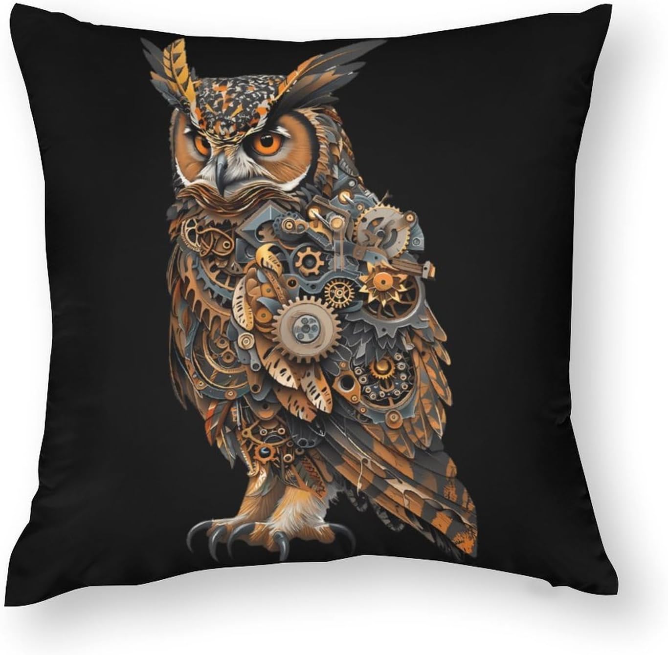 Steampunk Owl Printed Throw Pillow Case 4 Pcs Soft Pillowcases Pillows Covers Sofa Bed Decor 12/14/16/17/18/20/22/24/32 Inches