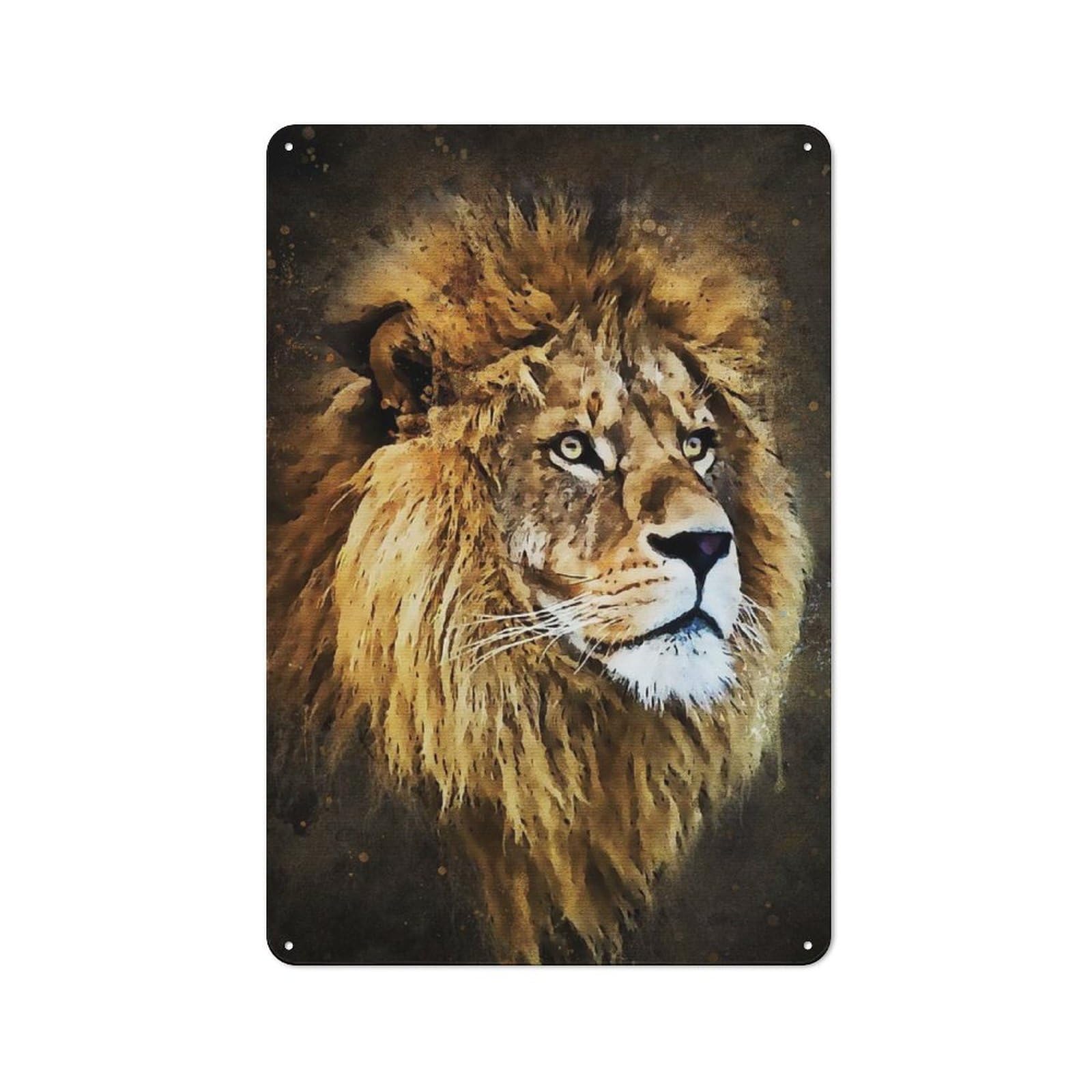 Industrial Tin Wall Sign 30x20cm Featuring The Lion, Urban Room Decor for Workspace, Cafe, Hallway Or Garage