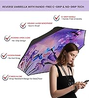 Vista 126 de SIEPASA Paraguas invertido invertido de 49/56 pulgadas, doble toldo extra grande, ventilado, resistente al viento, impermeable, paraguas de golf