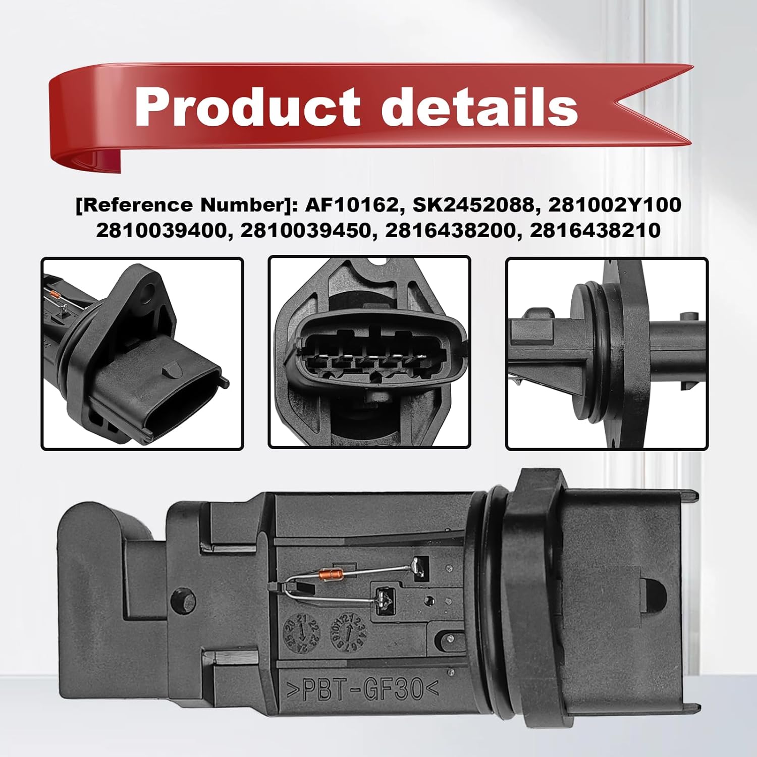 Pleoos Mass Air Flow Sensor MAF Sensor AF10162 Compatible with Hyundai Sonata 2003-2005 Santa Fe Kia Optima Sedona Sorento 1.8L 2.4L 3.0L 3.5L, Without Housing