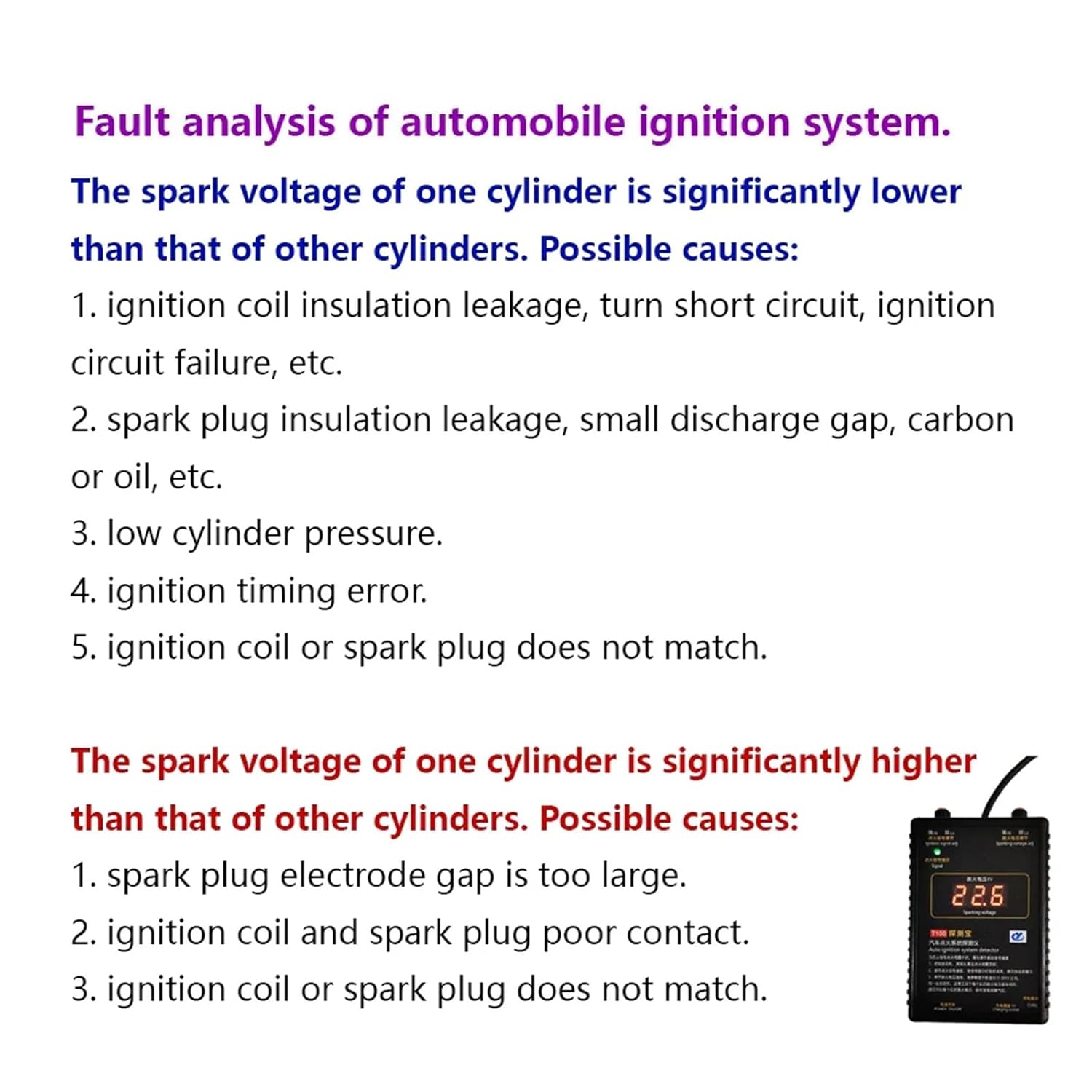 Ignitions Systems Diagnostic Tool Vehicle Engine Coil and Signals Tester Troubleshooting Analysis for Auto Maintenance