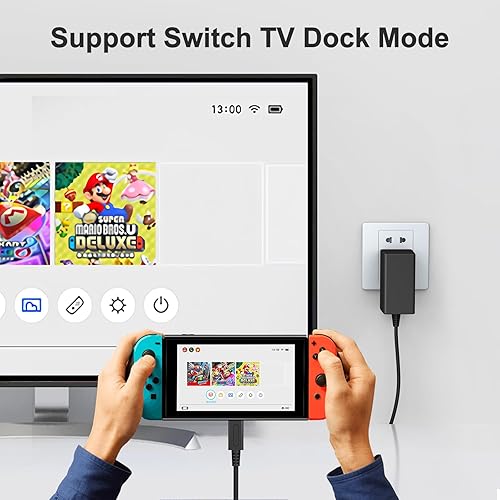 Miniatura 4 de 39W Charger,Compatible with Nintendo Switch with 6.6FT USB C Cord, 15V2.6A Power Supply Compatible with Nintendo Switch, Supports TV Mode and Dock