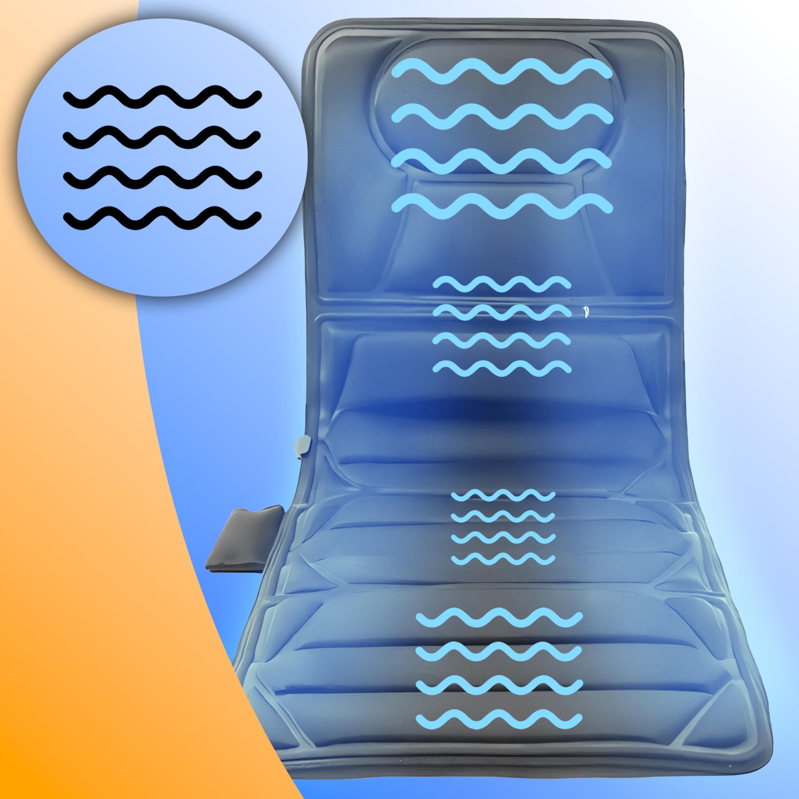Retoo Massagematte elektrisch, 165 x 57 cm Größe und Leistung 18W, Vibrationsmatte mit Wärmefunktion und 3 Intensitätsstufe, 4 Zonen Massagematratze, 16 Motoren Vibrations, 5 Massagearten